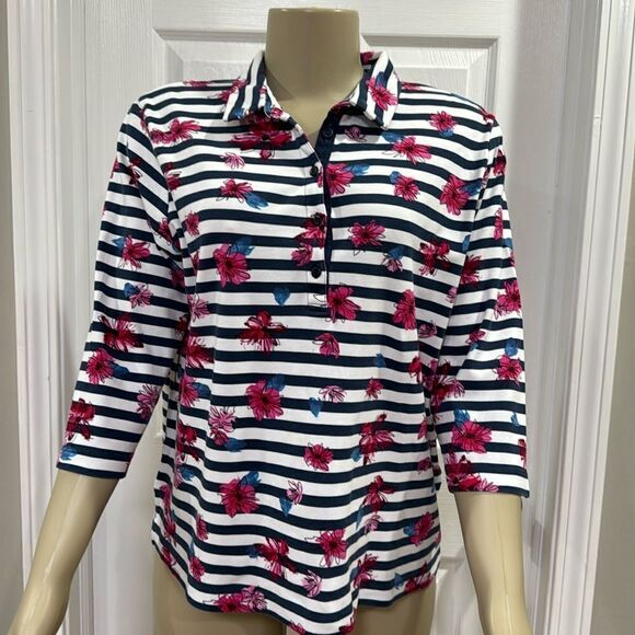 RABE FLORAL & STRIPE PATTERN POLO SHIRT - Picture 4 of 9